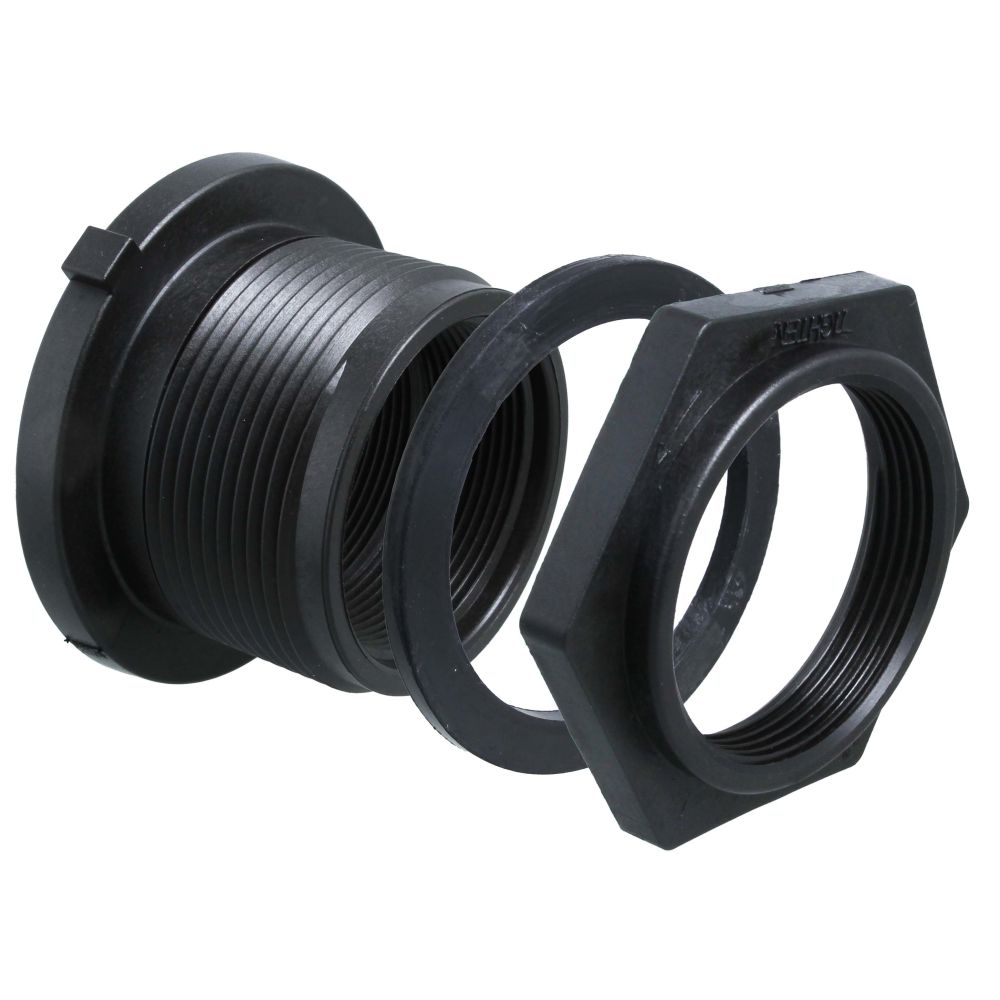 Norwesco 1" Double Threaded Polypropylene Bulkhead Fitting