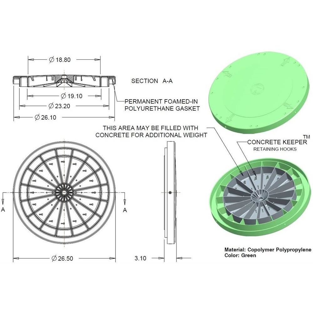 TUF-TITE 24" Heavy Duty Flat Lid and 24" Ring Combo