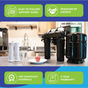 Neo-Pure Residential 4 Stage Full Solution RO System 75 GPD with Alkaline Remineralizer, Permeate Pump