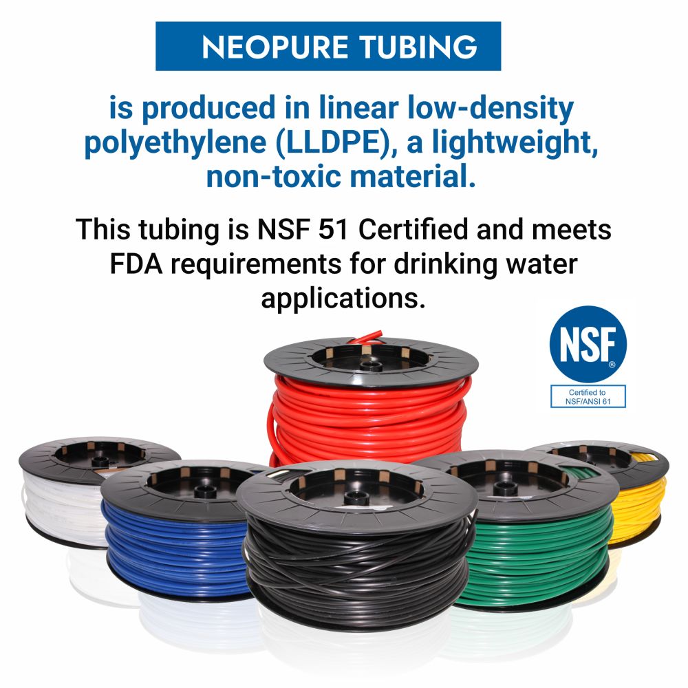 White 5/8" OD LLDPE Polyethylene Tubing