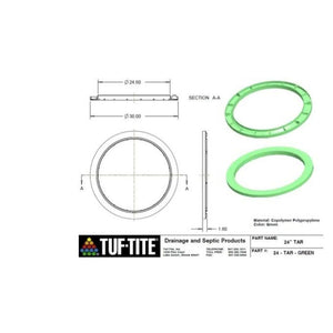 24x6 Inch Tuf-Tite Bundle - 24x6 riser, 24 inch flat lid & 24 inch ring adapter